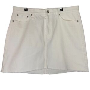J.Crew Women's White Distressed Raw Frayed Hem Denim Mini Skirt Size 32 NWT
